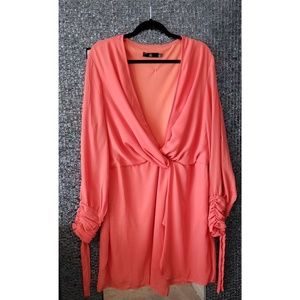 Curve Orange Twist Front Cold Shoulder Dress